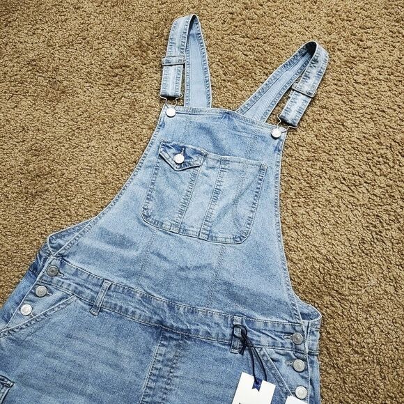 Wallflower Stretch Blue Jean Overall Shorts Shortalls Medium #S - Picture 2 of 5